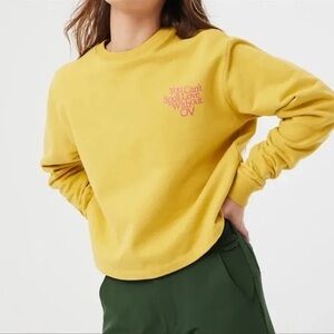 Outdoor Voices Love Without OV Cropped Yellow Sweatshirt